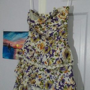 Flower print ruffle dress